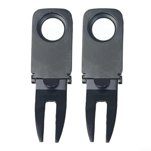Golf Magnethalter mit Ballmarker und Pitchgabel Reparaturwerkzeug, 2 Stück Zinklegierung Zubehör für einfache Verwendung und sicheren Transport (Schwarz) von GLFLOW