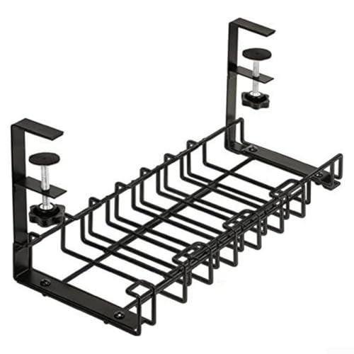 Kabel-Organizer unter dem Schreibtisch mit verstellbaren Halterungen für Schreibtische von 1 bis 5 cm, Metall-Kabelmanagement für Steckdosenleisten und Ladegeräte, hält Büro- und Arbeitsbereich von GLFLOW