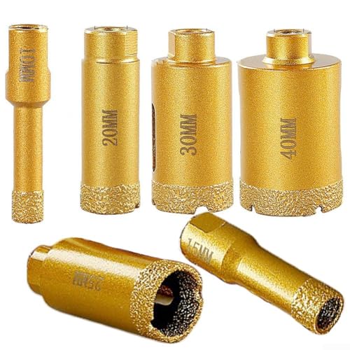 Kernbohrer Lochschneider Vakuumgelötet für Fliesen Porzellan Marmor Granit Mauerwerk Beton Trockenbohren mit Schmirgelmaterial für Elektrowerkzeuge (40mm) von GLFLOW