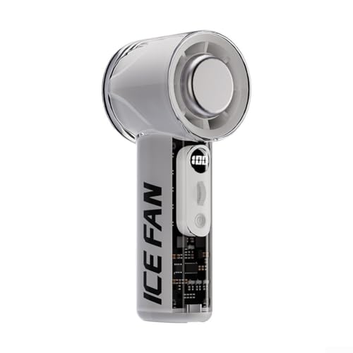 Kompakter Handventilator mit Eiskompresse-Kühlung und 100 einstellbaren Windgeschwindigkeiten, USB-betrieben mit LED-Display für effiziente Kühlung (schwarz) von GLFLOW