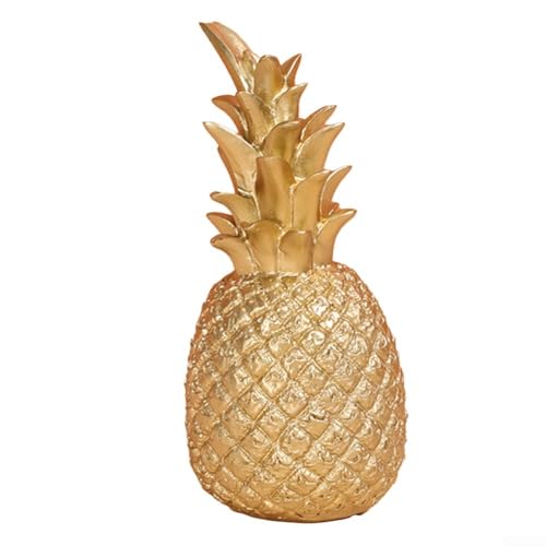 Kunstvolle Ananas-Harzstücke, perfekt für Stil in Ihrem Weinschrank und Zuhause (groß, goldfarben) von GLFLOW