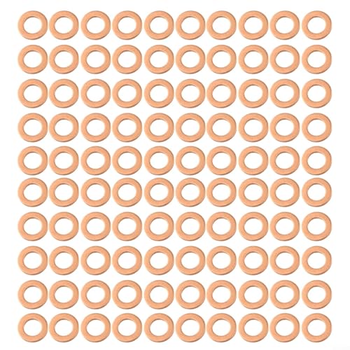 Kupfer-Flats in einer Packung mit hundert Stück Auswahl an metrischen Dichtungsscheiben, Ihre Verbindung benötigt in neun Sorten (5 x 9 x 1 mm) von GLFLOW