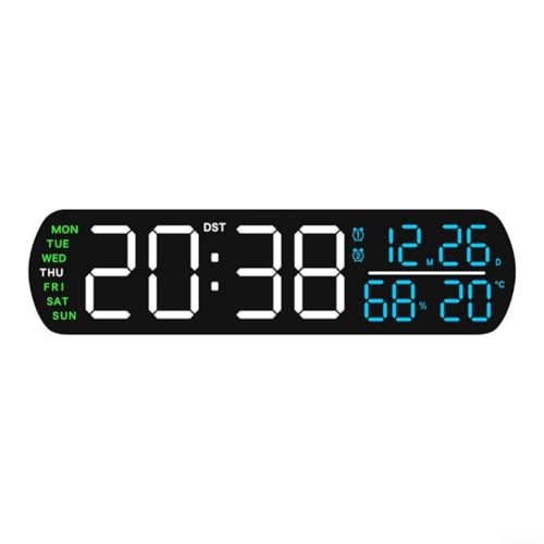 LED-Digitalwecker mit Temperatur- und Feuchtigkeitsanzeige, einstellbarer Helligkeit, Dual-Alarm und Countdown-Timer-Funktionalität (Weiß) von GLFLOW