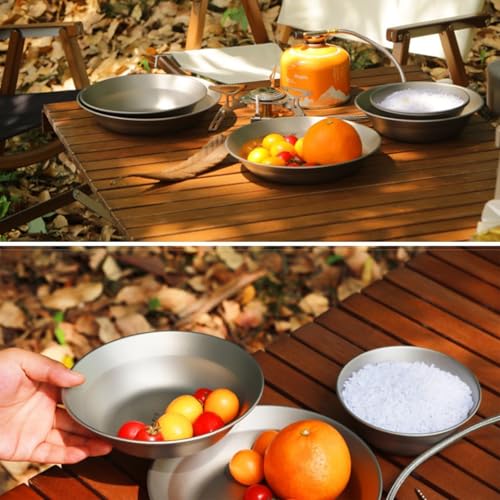 Leichtes Camping-Geschirr-Set mit ultraleichtem Teller, Schüssel und Kochgeschirr für Outdoor-Abenteuer wie Wandern, Rucksackreisen, Angeln, mit Aufbewahrungsbeutel (750 ml) von GLFLOW