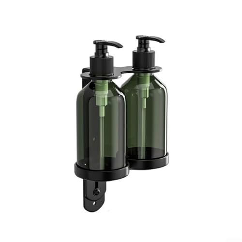 Manueller Seifenspender zur Wandmontage, Pumpflaschenhalter für Shampoo, Conditioner und andere Flüssigkeiten (2 Flaschen) von GLFLOW