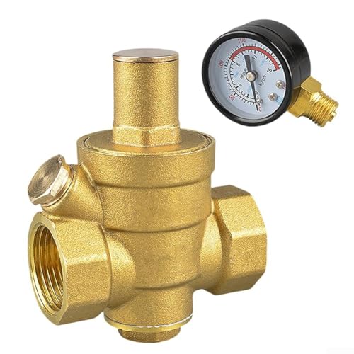 Messingkonstruktion, verstellbarer Wasserdruckregler mit Präzisionsmesser, geeignet für verschiedene Anwendungen einschließlich Boiler (M) von GLFLOW