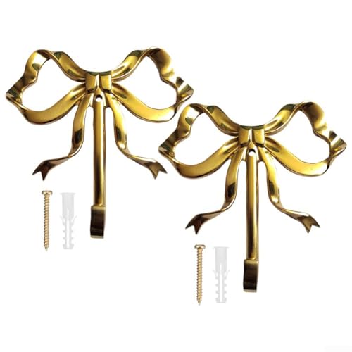 Moderne Wandhaken aus Messing mit Schleife, stilvolle Lösung zum Aufhängen von Handtüchern und anderen dekorativen Gegenständen (L 2 Stück) von GLFLOW