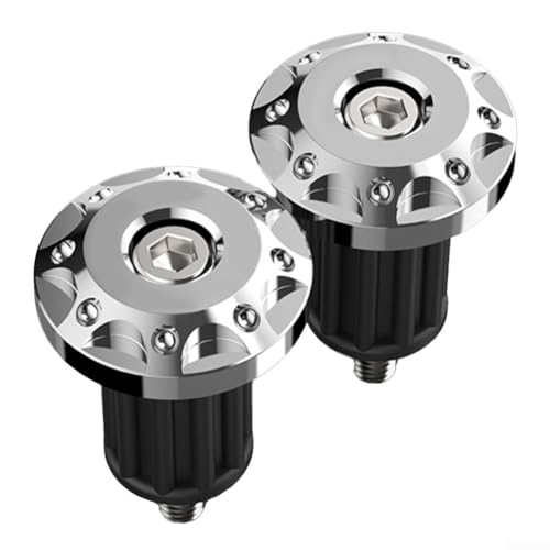 Motorrad-Lenkergriff-End-Set, 2 Stück, Metallgriffe für 16 mm und 18 mm Stangen (weiß) von GLFLOW