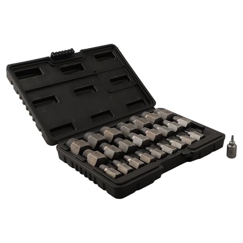 MultiSpline Schraubenausdreher-Set, 25-teilig, mit Sechskant-Bit-Steckschlüssel zum Entfernen beschädigter Schrauben, Bolzen und Gewinderohre, mit schützender Aufbewahrungsbox MultiSpline Schraubenausdreher-Set, 25-teilig, mit Sechskant-Bit-Steckschlüssel zum Entfernen beschädigter Schrauben, Bolzen und Gewinderohre, mit schützender Aufbewahrungsbox von GLFLOW