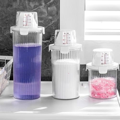 Organizational Waschmittel Aufbewahrungsbox, geräumiger Kunststoffbehälter zur Aufbewahrung verschiedener Waschmittel (rund (1800 ml)) von GLFLOW