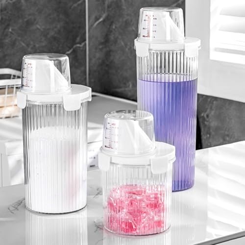 Organizational Waschmittel Aufbewahrungsbox, geräumiger Kunststoffbehälter zur Aufbewahrung verschiedener Waschmittel (rund (800 ml)) von GLFLOW