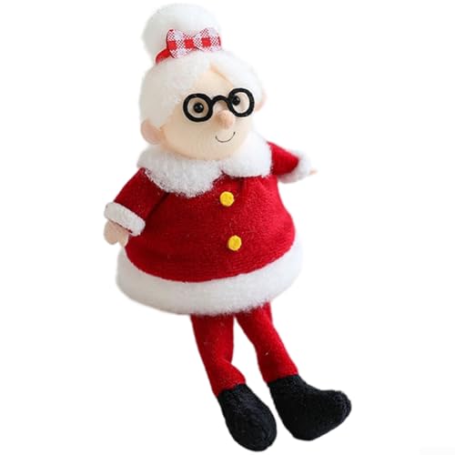 Plüsch-Weihnachtsschmuck mit Weihnachtsmann und Schneemann, weiche dekorative Puppe für Tischplatte, Regal oder Baum, Rot (B) von GLFLOW