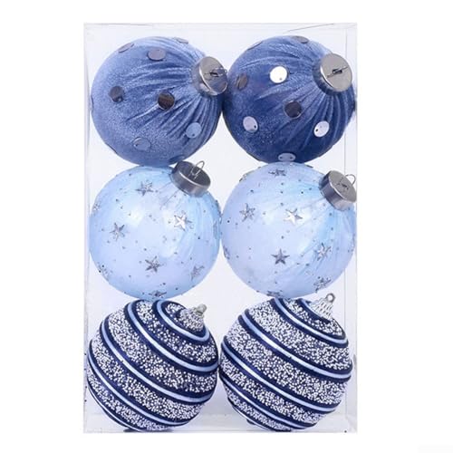 Schaumstoff-Weihnachtskugel-Set in Stoff gewickelt, enthält sechs Ornamente, geeignet für Urlaubsdekoration in Häusern, Büros und Veranstaltungsorten, entworfen zum einfachen Aufhängen und von GLFLOW