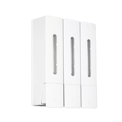 Seifenspender mit 3 Fächern, 400 ml, Wandhalterung für Badezimmer-Haarwäsche und Duschflüssigkeiten (weiß) von GLFLOW