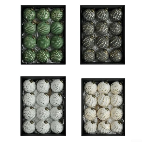 Set mit 12 rustikalen Christbaumkugel-Ornamenten mit galvanisierter Oberfläche und bruchsicherem PVC-Material, perfekt für das Hinzufügen von ländlichem Charme zu Ferienhausdekorationen (schwarz) von GLFLOW