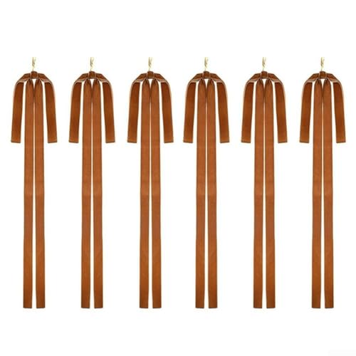 Set mit 6 Schleifen-Anhängern für Feiertagsdekoration, für Weihnachtskränze und Bäume, hergestellt aus Polyester für wiederholten Gebrauch (braun) von GLFLOW