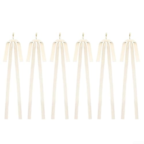 Set mit 6 Schleifen-Anhängern für Feiertagsdekoration, für Weihnachtskränze und Bäume, hergestellt aus Polyester für wiederholten Gebrauch (weiß) von GLFLOW