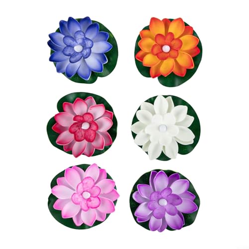 Set mit 6 schwimmenden Lotus-Laternen LED-Nachtlichtern für lebendige Atmosphäre und Feiern (A) von GLFLOW