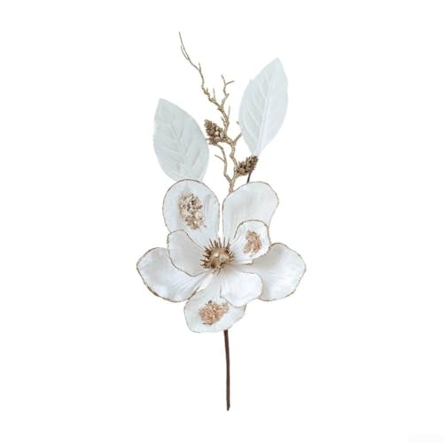 Simulation Christmas Flower with Glittery Sequin Accents, Suitable for Holiday Wreaths and Festive Centerpiece Decorations (white) von GLFLOW