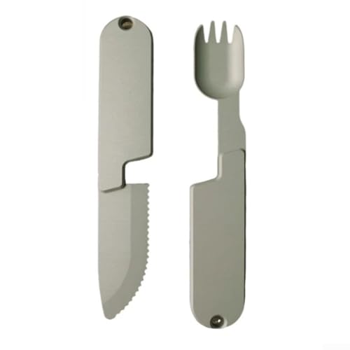 Tragbares 2-in-1-Campingessutensilien-Set aus Edelstahl mit Gabel und Löffel zum Wandern und für Reisen im Freien (Campingbesteck 1 Set) von GLFLOW