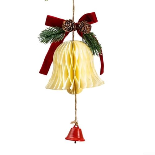 Weihnachtliche Hängeornamente mit Wabenpapier-Design, Glocke und Papierkugeln für Party, Hochzeit, Büro und Klassenzimmer Dekorationen (014) von GLFLOW