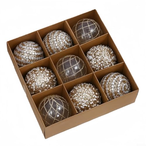 Weihnachtskugel-Ornamente, 8 cm, Kunststoff, mit Schnur zum Aufhängen, für Baum und festliche Dekoration, 9 Stück Weihnachtskugel-Ornamente, 8 cm, Kunststoff, mit Schnur zum Aufhängen, für Baum und festliche Dekoration, 9 Stück von GLFLOW