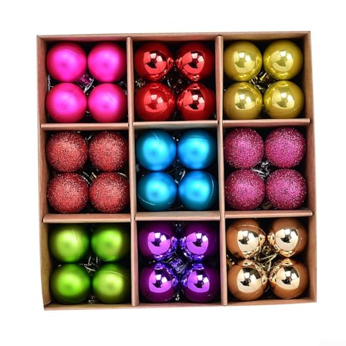 Weihnachtskugel-Set, 72 Stück, 3 cm, Ornamente zum Dekorieren von Bäumen, Kränzen und mehr (F) von GLFLOW