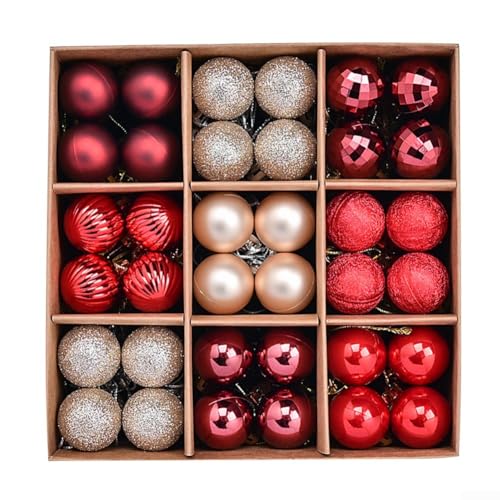 Weihnachtskugel-Set, 72 Stück, 3 cm, zum Dekorieren von Bäumen, Kränzen und mehr (B) von GLFLOW