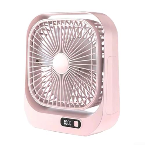 Wiederaufladbarer Schreibtisch-Umwälzventilator mit Digitalanzeige und einstellbaren Luftstrom-Modi (Rosa) von GLFLOW