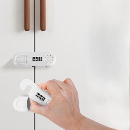 Zahlenschloss für Schränke mit Kindersicherung, Mehrzweck-Passwortschloss für Kühlschrank und Kleiderschrank mit nicht beschädigender Installation (weiß) von GLFLOW