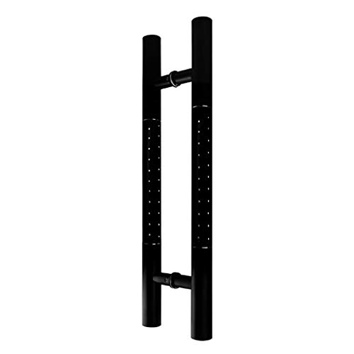 Push-Pull-Handelsbüro-Tür aus gehärtetem Glas, Edelstahlgriff, Schiebetürgriff aus Holz, Schwarz, 4 Längen (800 x 600 mm) von GLFNB