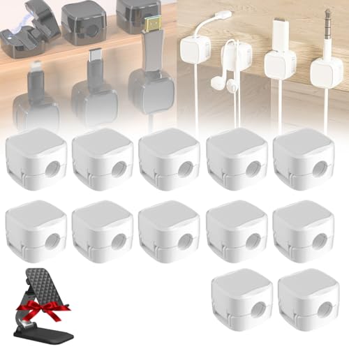 Charging Cable Magnetic Cable Organizer Storage Holder,Uierty Charging Cord Organizer,Wire Holder Keeper Organizer Adhesive Magnetic Cable Clips for Home,Office,Car,Desk,Nightstand (12PC-White) von GLIART