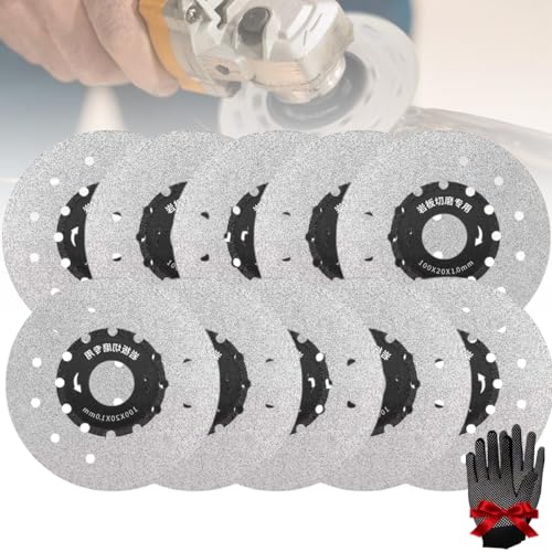 GLIART Copenrain Porous Widened Cutting Blade for Stone Ceramic, 4inch Diamond Blade for Angle Grinder, Super Thin Tile Saw Blade, Rock Slab and Tile Cutting Grinding Disc (10PC) von GLIART
