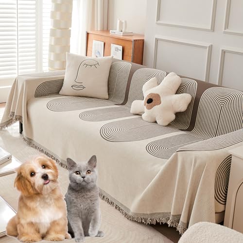 Reversible Chenille Sofa Cover, Double Sided Chenille Sofa Cover, Fine Chenille Sofa Cover, Four Seasons Soft Chenille Double Sided Sofa Towel Couch Covers for Pets (Brown,180*180cm/70.8*70.8in) von GLIART