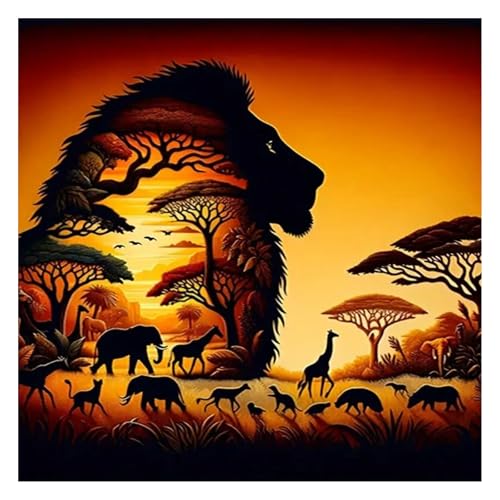 GLIDIAM 40x40cm Diamond Painting Löwe Groß, Diamant Malerei Bilder Afrika Tiere Dschungel, DIY Full Drill Basteln Erwachsene, Mosaik Stickerei Kreuzstich Geschenk für Wanddeko Wohnzimmer Schlafzimmer GLIDIAM 40x40cm Diamond Painting Löwe Groß, Diamant Malerei Bilder Afrika Tiere Dschungel, DIY Full Drill Basteln Erwachsene, Mosaik Stickerei Kreuzstich Geschenk für Wanddeko Wohnzimmer Schlafzimmer von GLIDIAM