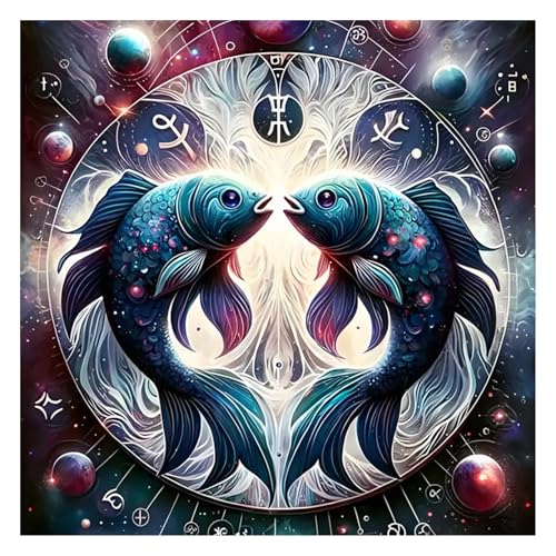 GLIDIAM 40x40cm Diamond Painting Sternzeichen Fische, Diamant Malerei Bilder Tiere, DIY Full Drill Basteln Erwachsene, Mosaik Stickerei Kreuzstich Geschenk für Wanddeko Wohnzimmer Schlafzimmer GLIDIAM 40x40cm Diamond Painting Sternzeichen Fische, Diamant Malerei Bilder Tiere, DIY Full Drill Basteln Erwachsene, Mosaik Stickerei Kreuzstich Geschenk für Wanddeko Wohnzimmer Schlafzimmer von GLIDIAM