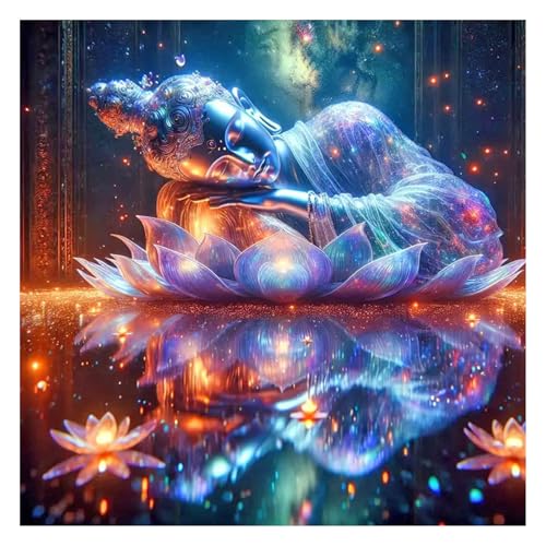 GLIDIAM 40x40cm Eckige Steine Diamond Painting Schlafender Buddha, Diamant Malerei Bilder Lotusblume, DIY Full Drill Basteln Erwachsene, Mosaik Stickerei Kreuzstich Geschenk für Wanddeko Wohnzimmer GLIDIAM 40x40cm Eckige Steine Diamond Painting Schlafender Buddha, Diamant Malerei Bilder Lotusblume, DIY Full Drill Basteln Erwachsene, Mosaik Stickerei Kreuzstich Geschenk für Wanddeko Wohnzimmer von GLIDIAM