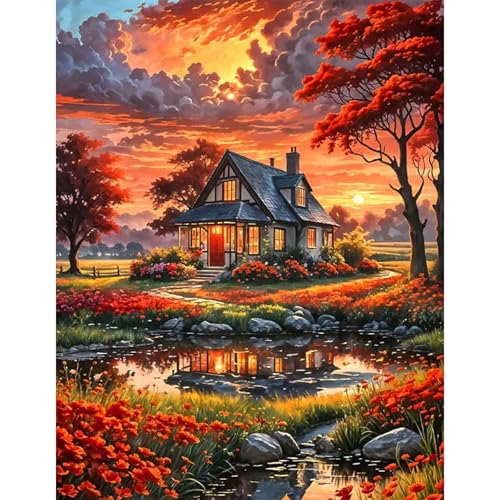 GLIDIAM 40x50cm Diamond Painting Landschaft Herbst, Diamant Malerei Bilder Haus am See, DIY Full Drill Basteln Erwachsene, Mosaik Stickerei Kreuzstich Geschenk für Wanddeko Wohnzimmer GLIDIAM 40x50cm Diamond Painting Landschaft Herbst, Diamant Malerei Bilder Haus am See, DIY Full Drill Basteln Erwachsene, Mosaik Stickerei Kreuzstich Geschenk für Wanddeko Wohnzimmer von GLIDIAM