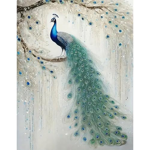 GLIDIAM 40x50cm Diamond Painting Pfau Groß Blau Grün, Diamant Malerei Bilder Tiere, DIY Full Drill Basteln Erwachsene, Mosaik Stickerei Kreuzstich Geschenk für Wanddeko Wohnzimmer Schlafzimmer GLIDIAM 40x50cm Diamond Painting Pfau Groß Blau Grün, Diamant Malerei Bilder Tiere, DIY Full Drill Basteln Erwachsene, Mosaik Stickerei Kreuzstich Geschenk für Wanddeko Wohnzimmer Schlafzimmer von GLIDIAM