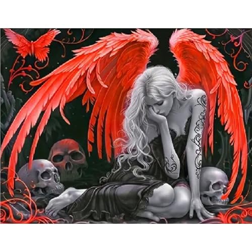 GLIDIAM 50x40cm Diamond Painting Gothic Frau Totenkopf, Diamant Malerei Bilder Gothic Horror Rot, DIY Full Drill Basteln Erwachsene, Mosaik Stickerei Kreuzstich Geschenk für Wanddeko Wohnzimmer GLIDIAM 50x40cm Diamond Painting Gothic Frau Totenkopf, Diamant Malerei Bilder Gothic Horror Rot, DIY Full Drill Basteln Erwachsene, Mosaik Stickerei Kreuzstich Geschenk für Wanddeko Wohnzimmer von GLIDIAM