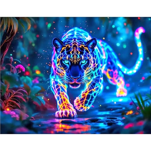 GLIDIAM 50x40cm Diamond Painting Leopard Blau, Diamant Malerei Bilder Tiere, DIY Full Drill Basteln Erwachsene, Mosaik Stickerei Kreuzstich Geschenk für Wanddeko Wohnzimmer Schlafzimmer GLIDIAM 50x40cm Diamond Painting Leopard Blau, Diamant Malerei Bilder Tiere, DIY Full Drill Basteln Erwachsene, Mosaik Stickerei Kreuzstich Geschenk für Wanddeko Wohnzimmer Schlafzimmer von GLIDIAM