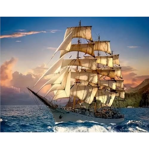GLIDIAM 50x40cm Diamond Painting Schiff, Diamant Malerei Bilder Segelschiff Meer, DIY Full Drill Basteln Erwachsene, Mosaik Stickerei Kreuzstich Geschenk für Wanddeko Wohnzimmer Schlafzimmer GLIDIAM 50x40cm Diamond Painting Schiff, Diamant Malerei Bilder Segelschiff Meer, DIY Full Drill Basteln Erwachsene, Mosaik Stickerei Kreuzstich Geschenk für Wanddeko Wohnzimmer Schlafzimmer von GLIDIAM