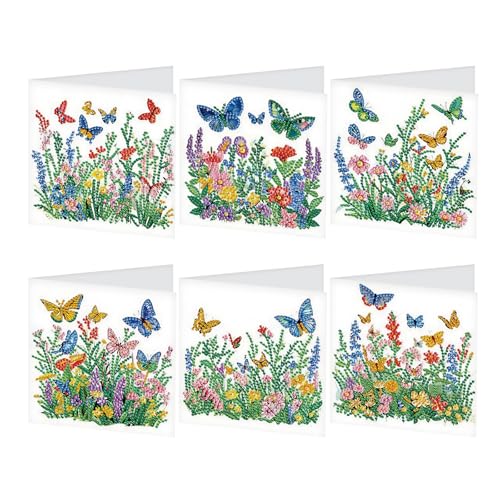 GLIDIAM 6er Set Diamond Painting Grußkarten Set Geburtstagskarte Diamond Painting Karten Dankeskarte Diamant Malerei Segensgrußkarte Feiertagskarten Stickerei Kreuzstich Geschenk || Blumenfeld von GLIDIAM