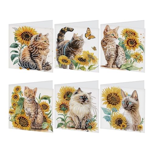 GLIDIAM 6er Set Diamond Painting Grußkarten Set Geburtstagskarte Diamond Painting Karten Dankeskarte Diamant Malerei Segensgrußkarte Feiertagskarten Stickerei Kreuzstich Geschenk || Katze Sonnenblume GLIDIAM 6er Set Diamond Painting Grußkarten Set Geburtstagskarte Diamond Painting Karten Dankeskarte Diamant Malerei Segensgrußkarte Feiertagskarten Stickerei Kreuzstich Geschenk || Katze Sonnenblume von GLIDIAM