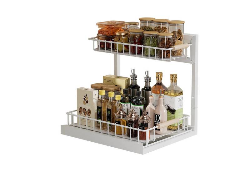 GLIESE POWER Küchenregal 2-stufiger ausziehbarer Gewürzregal für Küchenschrank, packung, Praktisch wie eine Schublade, Für Küche, Bad oder Wohnzimmer von GLIESE POWER