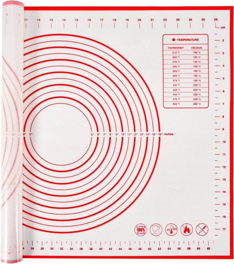 YMQHBS Backmatte 70 x 50 cm Backmatte aus Silikon für Plätzchen Pizza Teig Brot Fondant, Silikon (packung, 1-tlg., Backmatte), Silikon-Ausrollmatte für Teig von YMQHBS