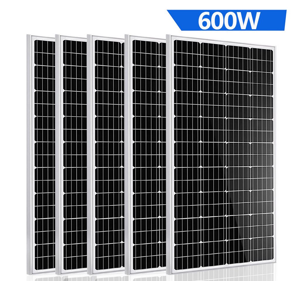 GLIESE Balkonkraftwerk Solarpanel 12V für Dachstromerzeugung wohnmobil solar camping, 600 W, Monokristallin, (5-St., Solarmodule), Kaskadierbar in Strings parallel/seriell von GLIESE