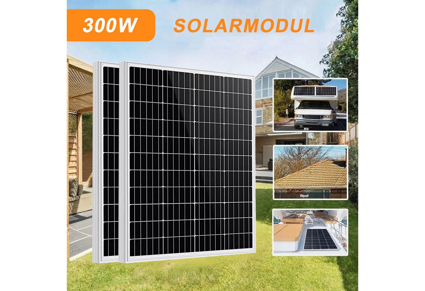 GLIESE Balkonkraftwerk 150W Solarpanel 12v für Balkonkraftwerk Wohnmobile Dachstromerzeugung, Monokristallin, (2-St., Solarmodule), Einfache Erweiterung durch Serien-/Parallelschaltung von GLIESE