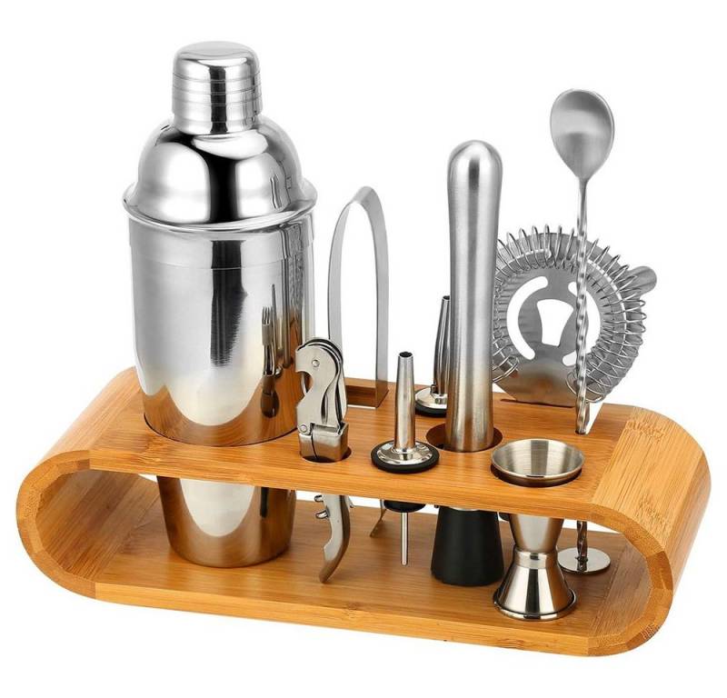YMQHBS Cocktailsessel Cocktail Shaker Cocktail Set 11-teilig Edelstahl (Set, 11-St., Messbecher, Löffel, Ausgießer, Rührstab, Zange, Shaker, Flaschenöffner) von YMQHBS