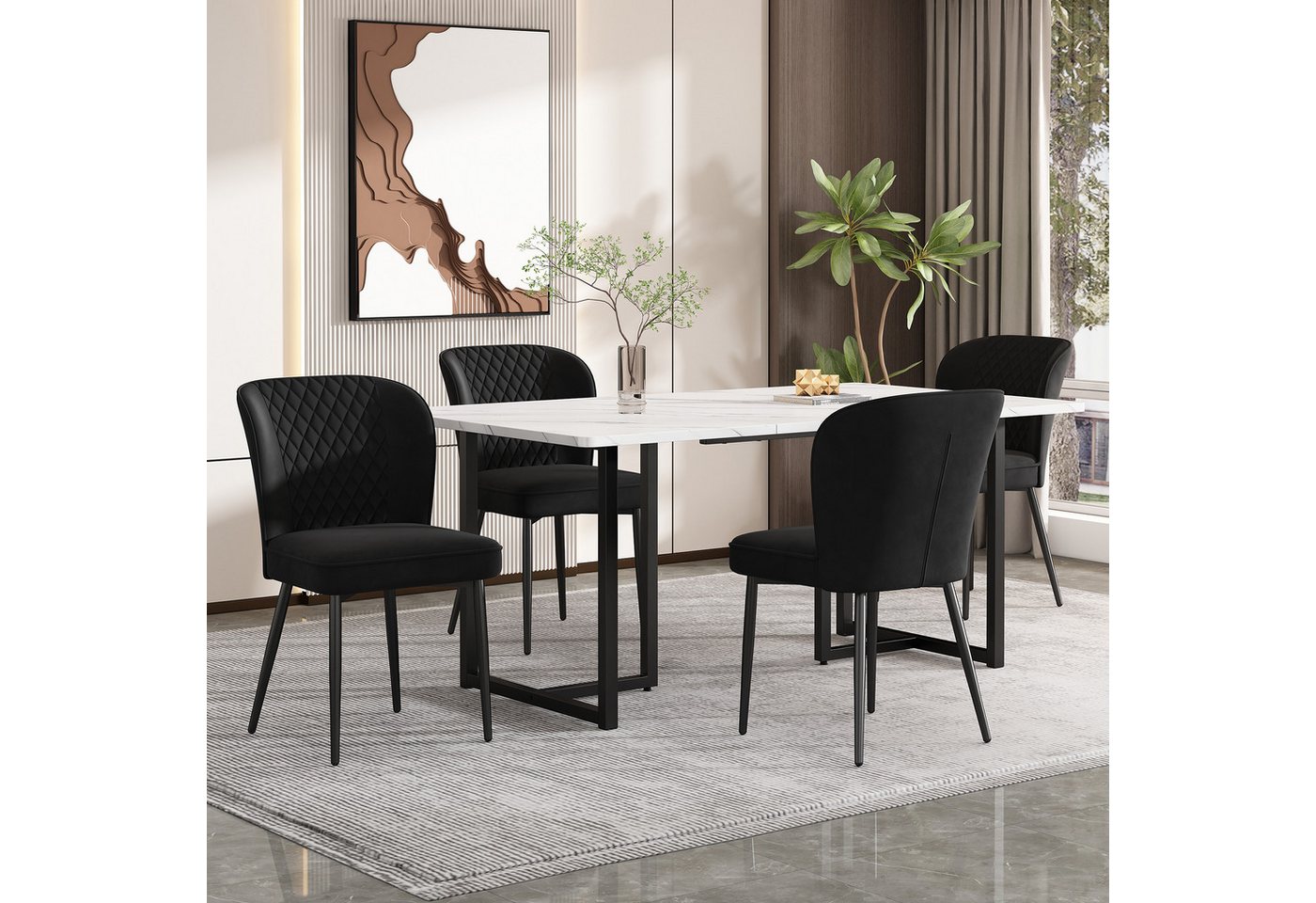 GLIESE Esstisch 140×80×75cm Esstisch mit 4 Stühlen für Essgruppe von GLIESE